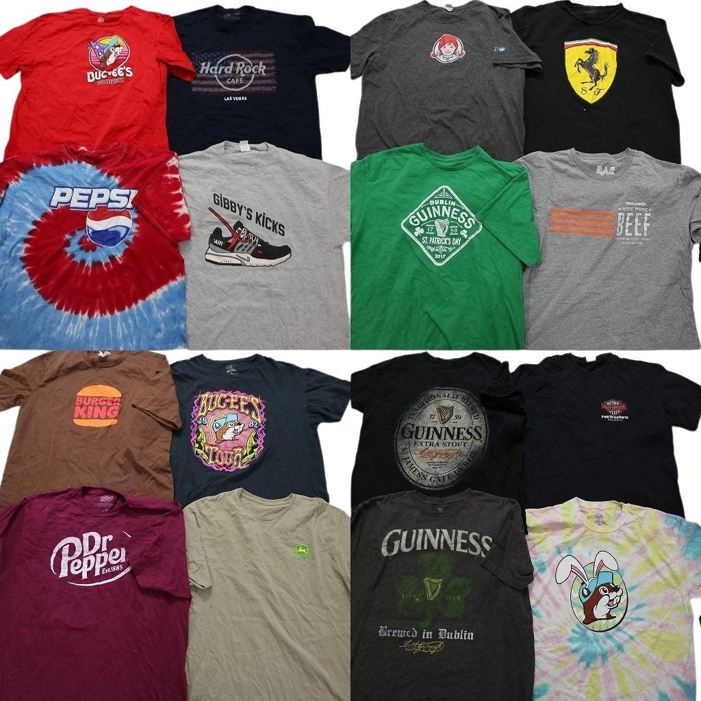 古着卸 まとめ売り 有名企業 半袖Tシャツ 16枚セット (メンズ XL ) ハードロックカフェ ペプシ バッキーズ 中古 古着 MY8249