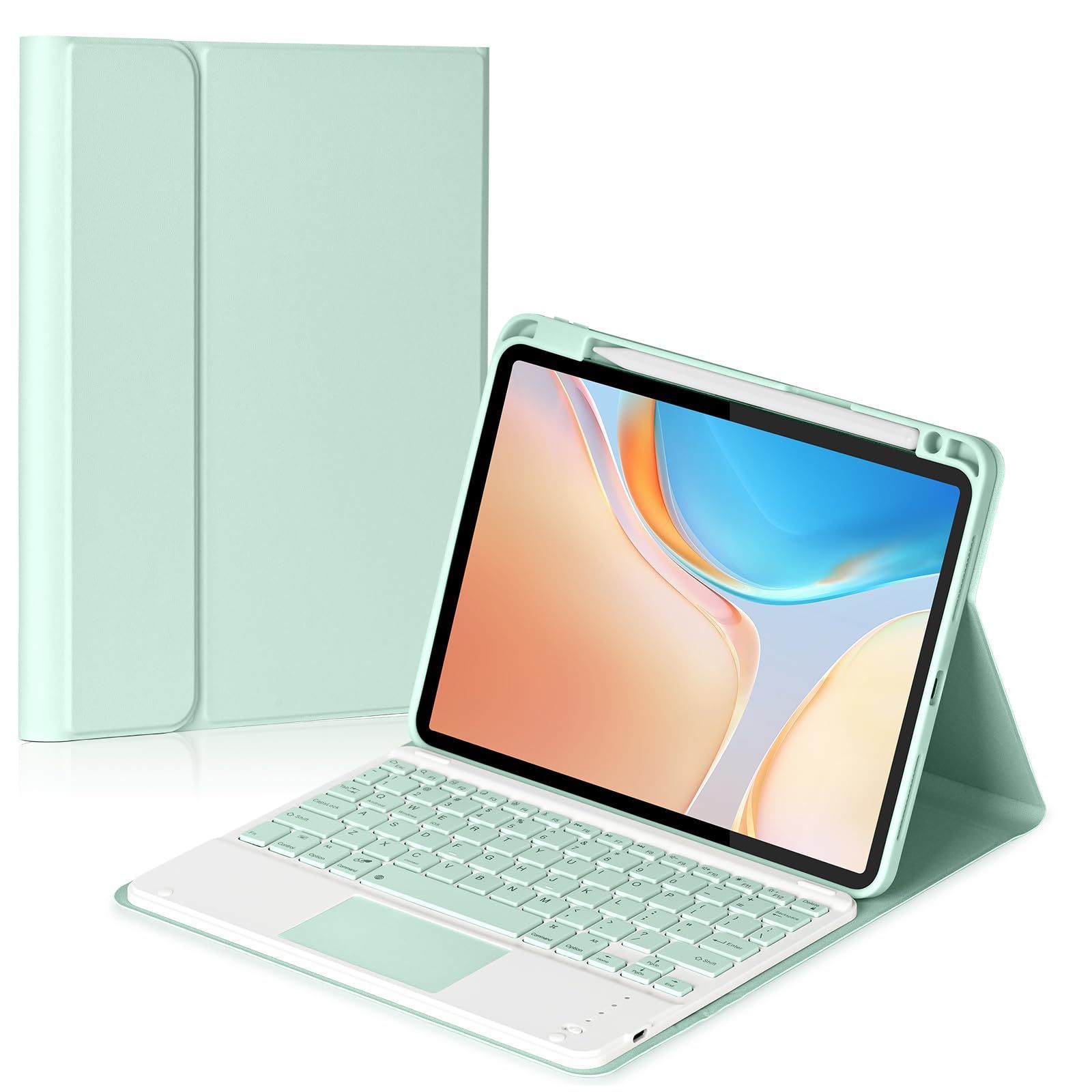 Size iPad第10世代|iPad A16 _Color ミントグリーン iPad第10世代 iPad A16 2025キーボードケース タッチパッド搭載 上側ペンホルダー ipad第10世代 10.9インチ 2025| ipad第11世代 a16 11イ