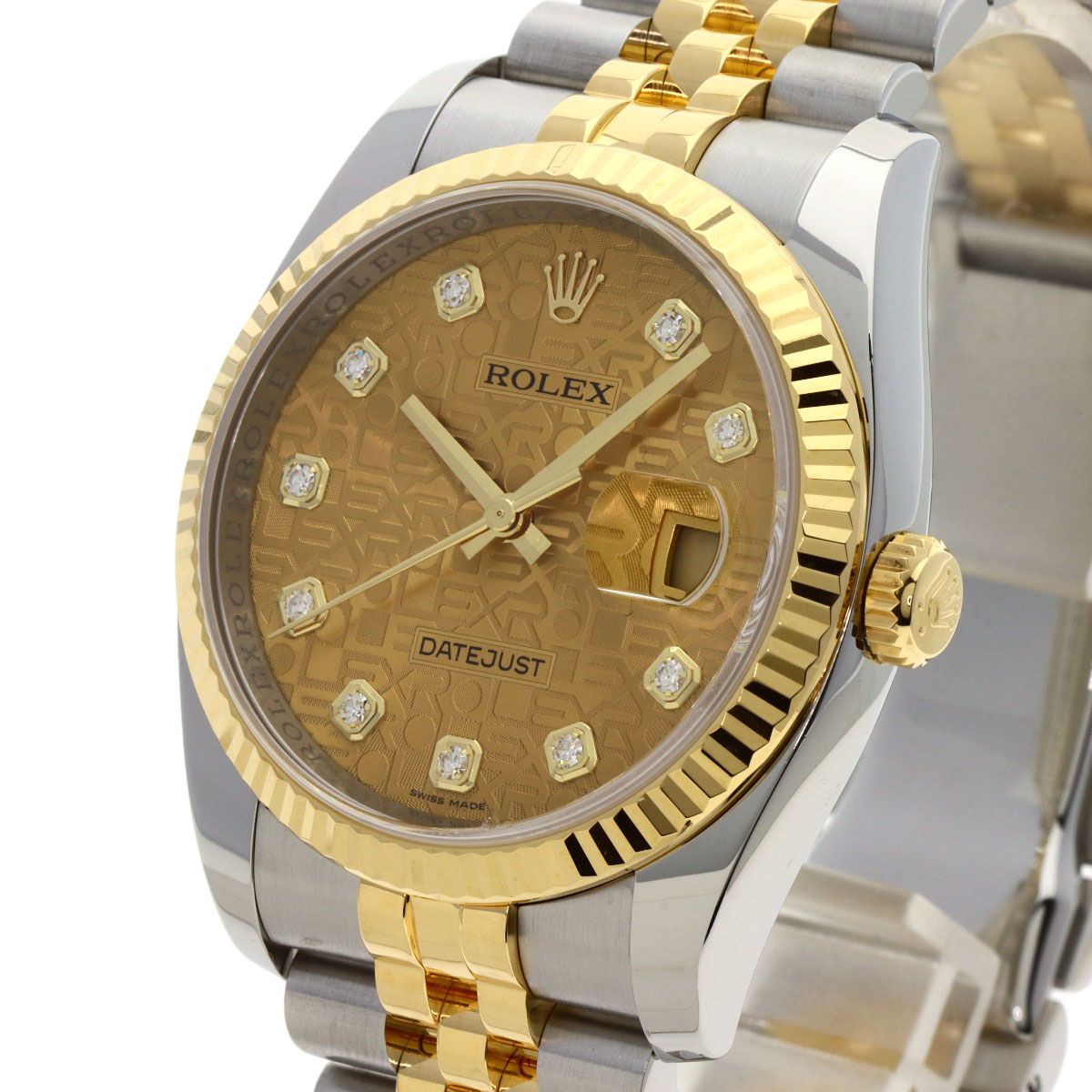 ROLEX 116233G デイトジャスト 10P ダイヤモンド 腕時計 SS SSxK18YG メンズ