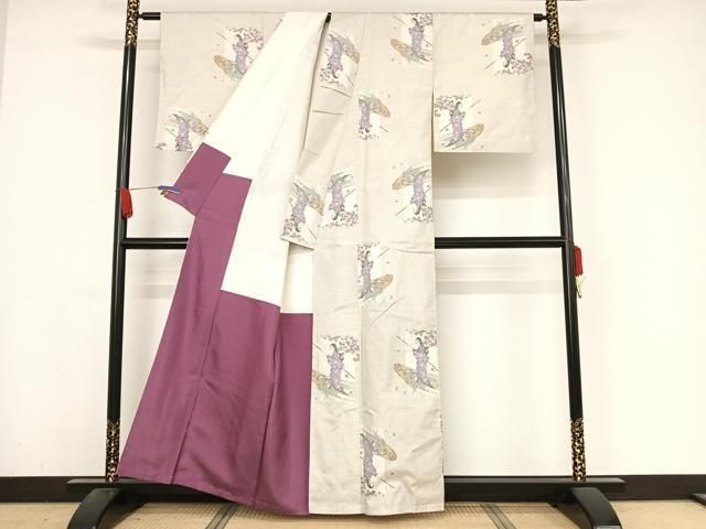 平和屋着物○本場大島紬 白大島 カタス7マルキ 総絣 女人文 正絹 逸品