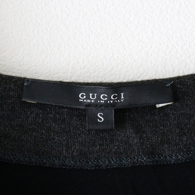 JPタグ グッチ GUCCI 271412 レーヨンストレッチニットワンピース S チャコールグレー フレンチスリーブ ドレス
