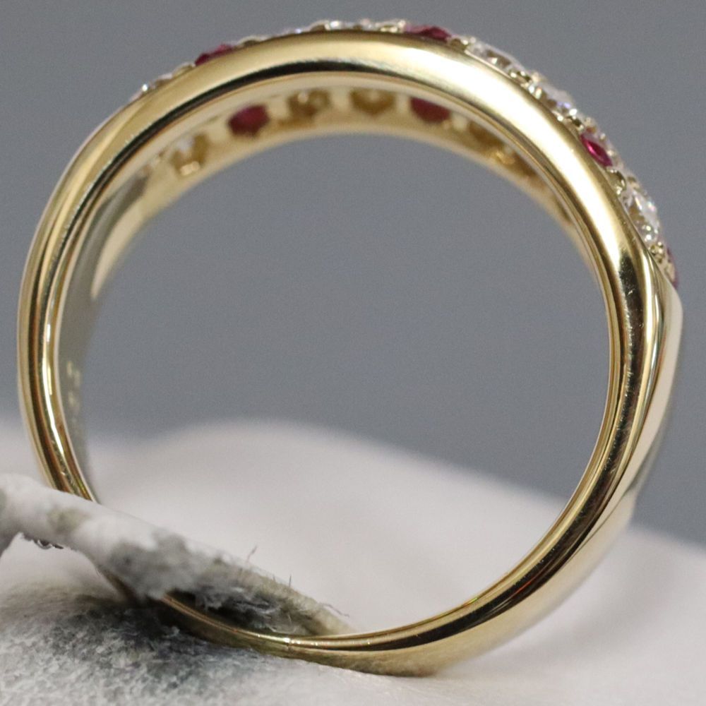 K18ルビーダイヤモンドリング R0.65 D0.75 7.7g #13 イエローゴールド  