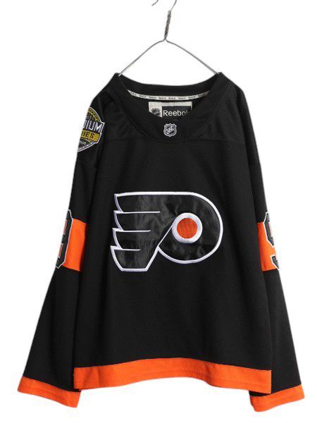 フライヤーズ ホッケー ジャージ メンズ XL 程/ NHL オフィシャル リーボック アイスホッケー ゲームシャツ ユニフォーム 重ね着 ブラック お得なクーポン配布中!】 フライヤーズ ホッケー ジャージ