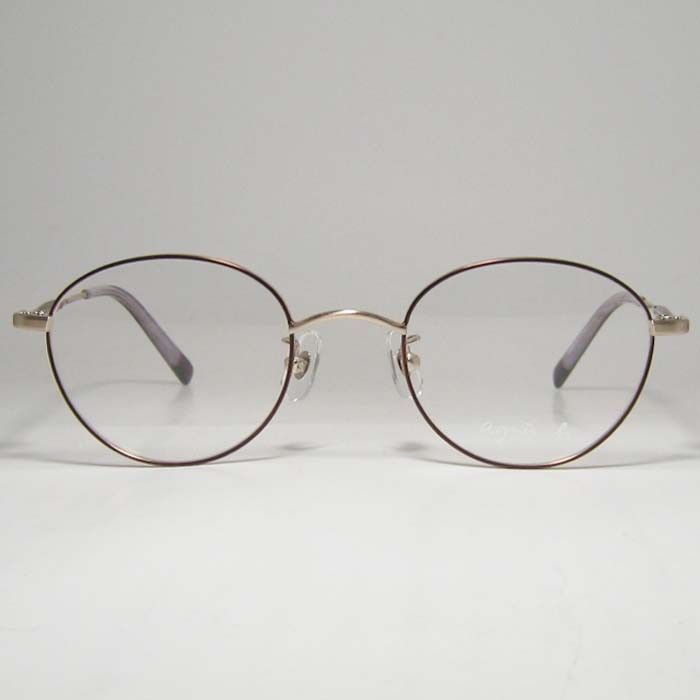 agnes b. アニエス ベー レディース 眼鏡 メガネ フレーム サングラス 50-0105-3 サイズ48 ワインブラウン ライトゴールド