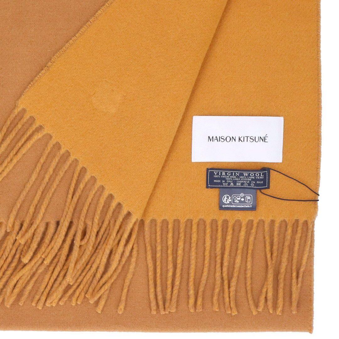 MAISON KITSUNÉ キャメル マフラー 国内発送】メゾンキツネ マフラー FOX HEAD PATCH WOOL SCARF