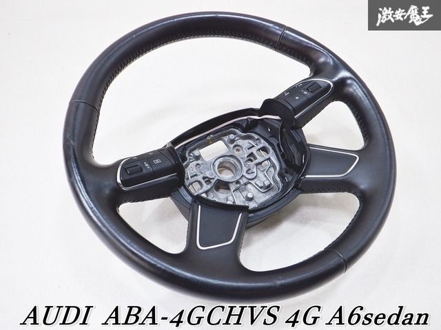【良品】アウディ 純正 ABA-4GCHVS 4G A6 セダン 右ハンドル レザー ステアリング ハンドル 4G0 419 091 M 棚2D1