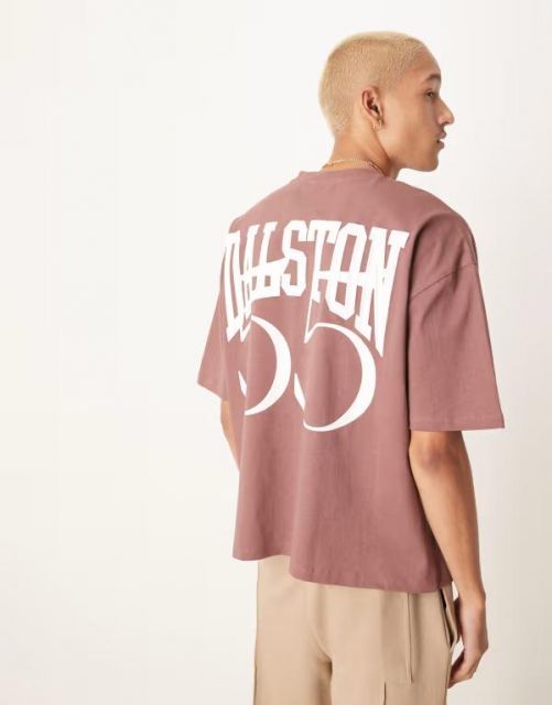  【送料無料】 エイソス メンズ Tシャツ トップス ASOS DESIGN boxy oversized T-shirt with number print in burgundy Burgundy Tシャツ