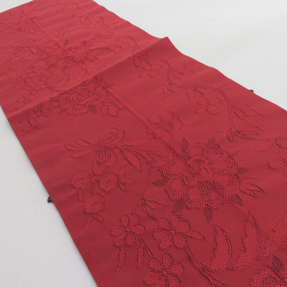 開き名古屋帯　花模様　亀甲　唐草　パープル　着物　023a d 開き名古屋帯花模様亀甲唐草パープル着物023a d