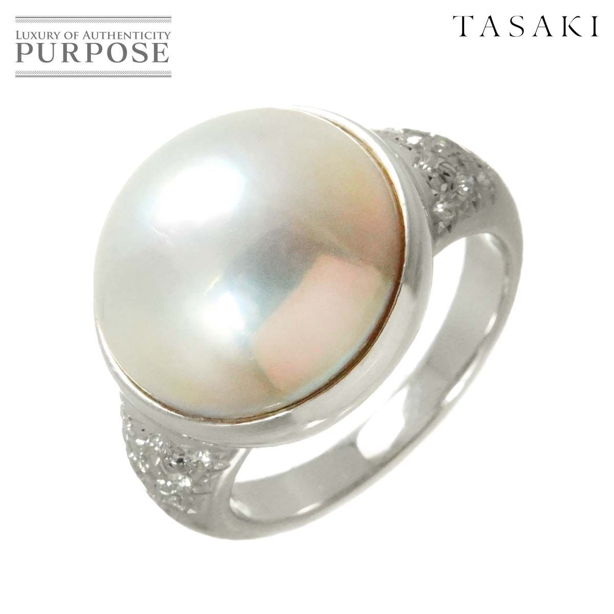 タサキ パール 9mm ダイヤ 0.23ct 指輪 13号 Pt900 3413