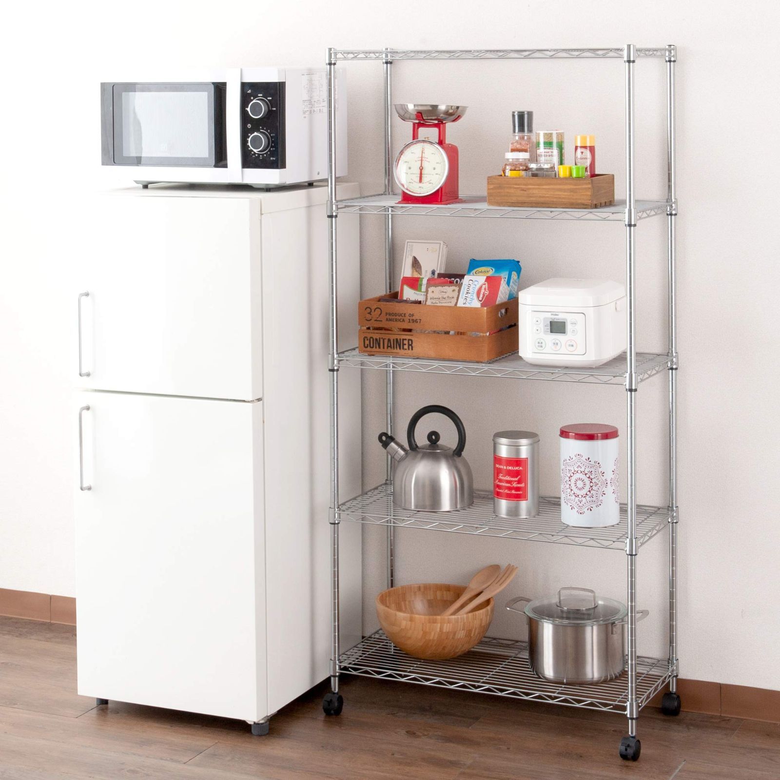 人気商品5段 スリムスチールラック 収納棚 幅75×奥行35×高さ155cm 幅75