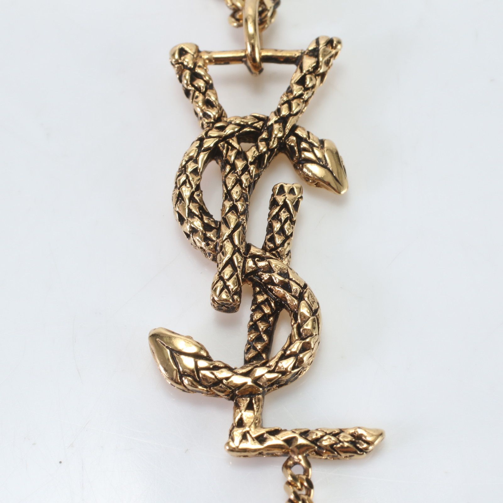 極美品 ヴィンテージ サンローラン パリ YSL ロゴ スネーク ネックレス 