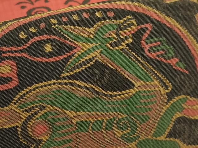 平和屋着物□極上 名門木屋太 今河織物 六通柄袋帯 市松獣丸文 逸品