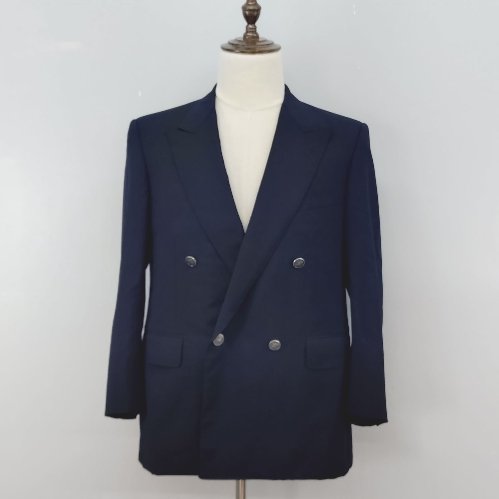 JAEGER London 92AB3 テーラードジャケット 背抜き ダブル ネイビー 