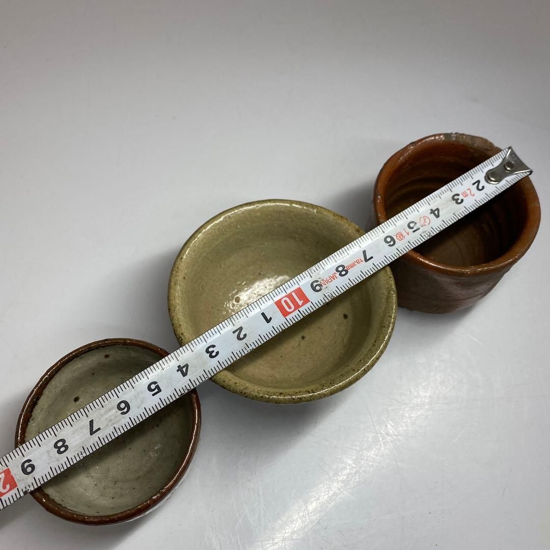 島岡達三等　名工ぐい呑3点　直径5.8/7.7cm 東H5-1031④タサオ 島岡達三等 名工ぐい呑3点 直径5.8/7.7cm 東H5-1031④タサオ