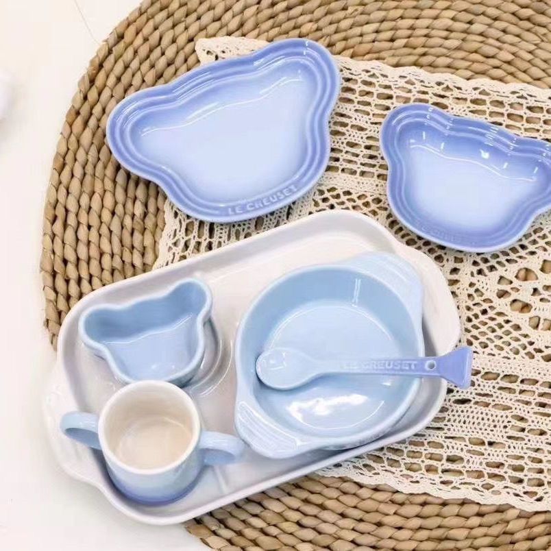 【未使用品】ルクルーゼ　ベビー食器7点セット(ブルー) 新品未使用 LE CREUSETル・クルーゼベビー用食器セット離乳食