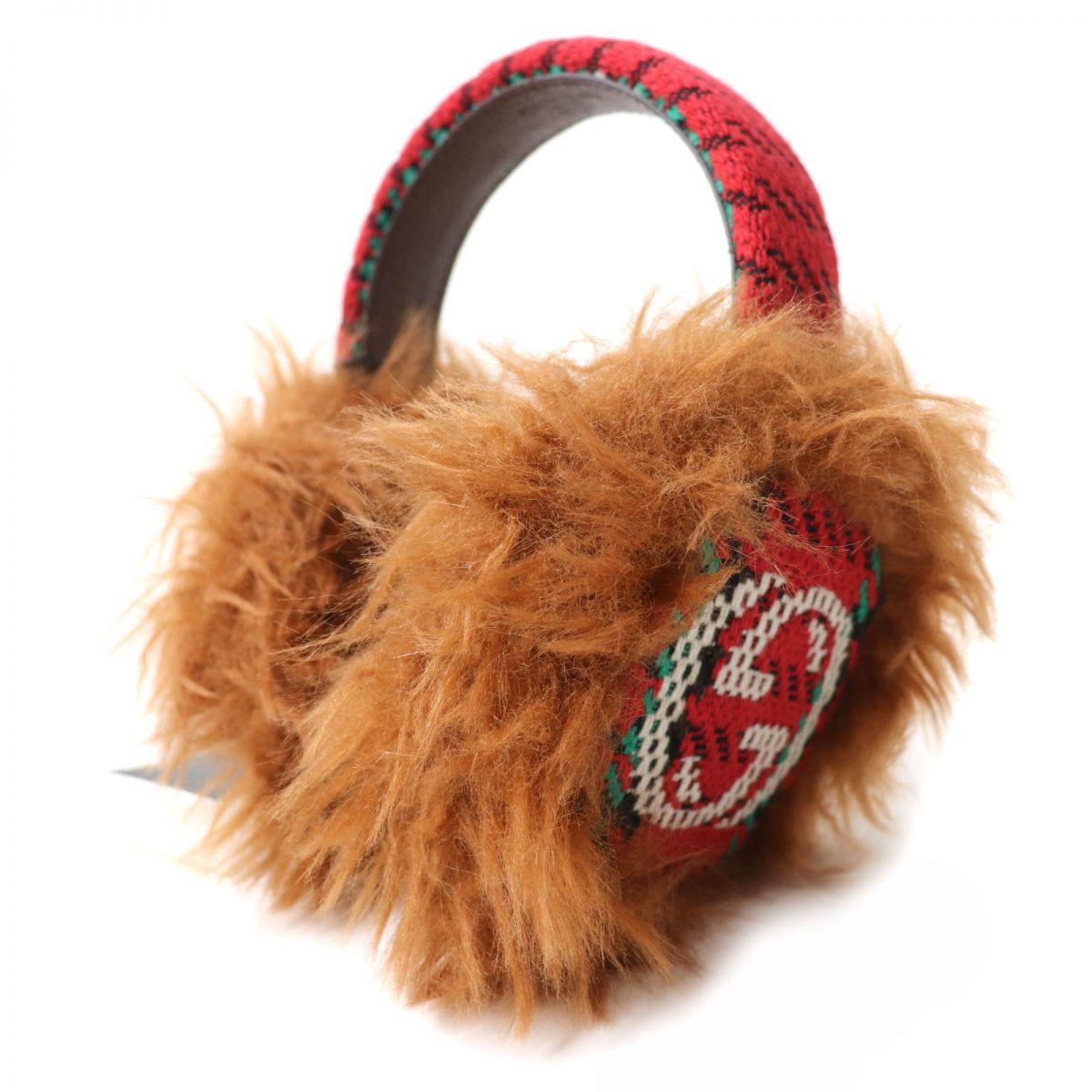 未使用品☆正規品 GUCCI グッチ 644181 インターロッキングG ラビットファー付 イヤーマフ/イヤーウォーマー/耳当て マルチカラー Ｍ 伊製 J09-st30302-161
