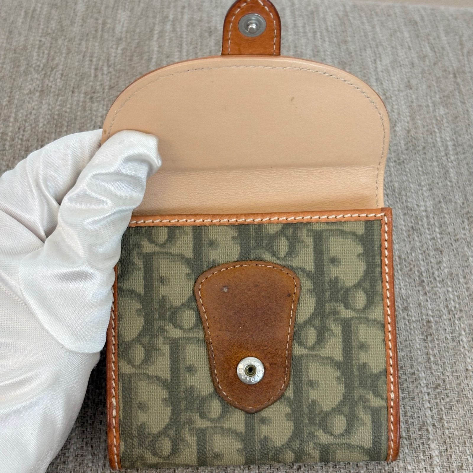 【美品】Diorロマンティック財布 トロッター ハートロックカーキハート 154 美品】Diorロマンティック財布 トロッター ハートロックカーキ