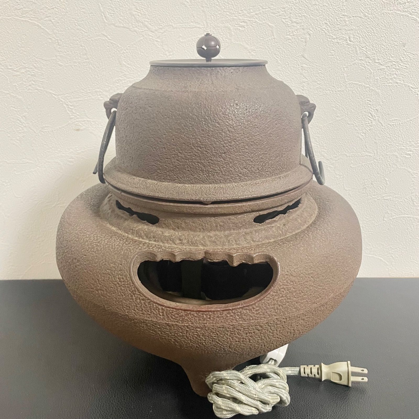 佐藤清光 古銅 獣耳付 風炉電熱器 茶道具