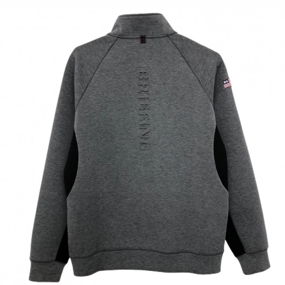 超 ブリーフィング ハイネックトレーナー グレー×黒 ダンボールニット調 ハーフジップ メンズ M ゴルフウェア BRIEFING