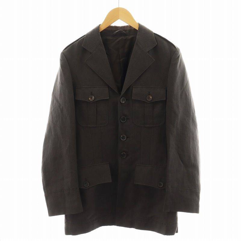 グッチ GUCCI ジャケット コットン 麻 リネン混 46 茶 ブラウン 121538 /AN28