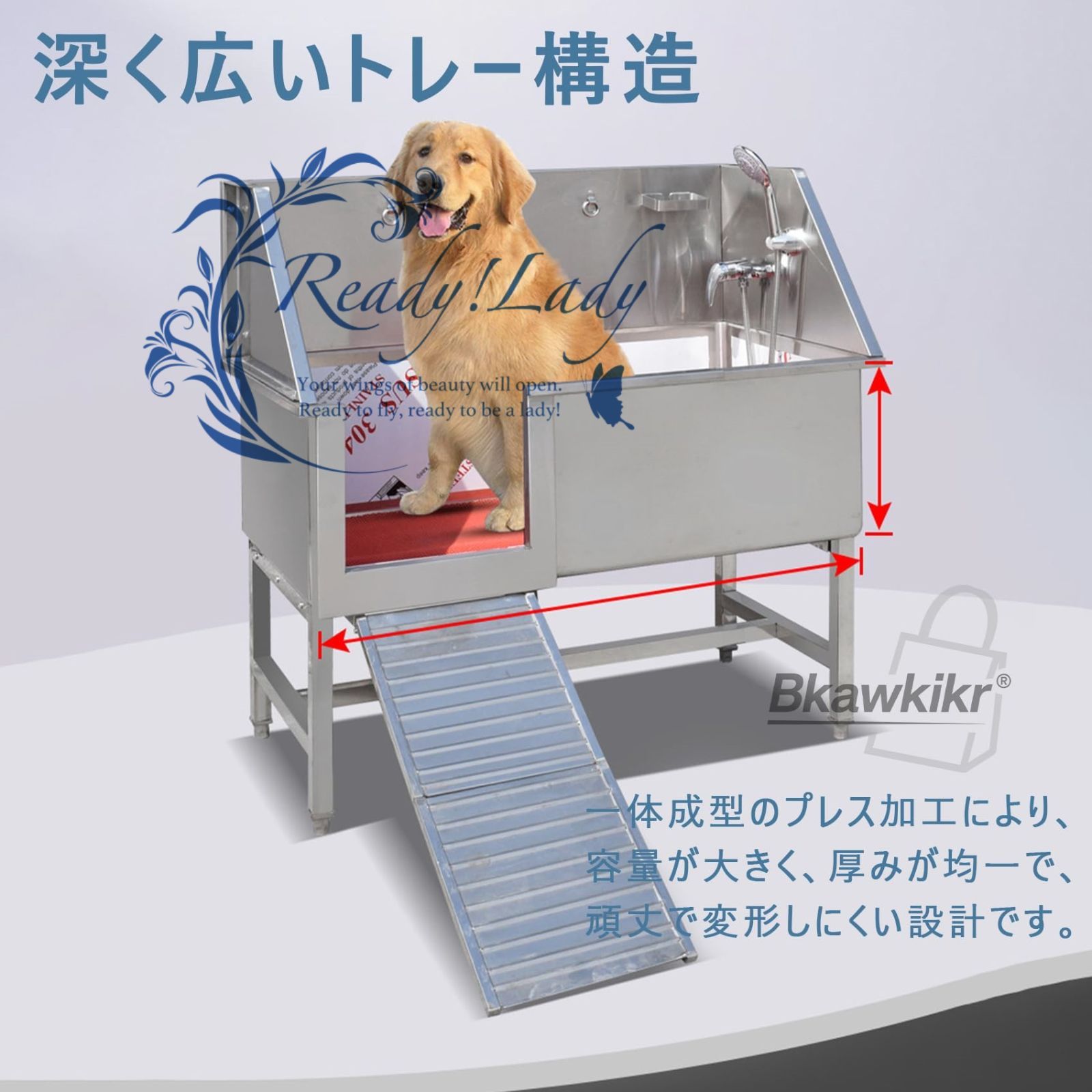 日本全国無料配達! 犬用入浴タブ 大型犬用浴槽 お風呂 犬 風呂桶 ペット バスタブ 猫 お ステンレス製犬用グルーミングバスタブ 伸縮式はしご付き ペット犬入浴ステーション 家庭用洗濯シンク スライドドア 石鹸 き 蛇口 豊富な