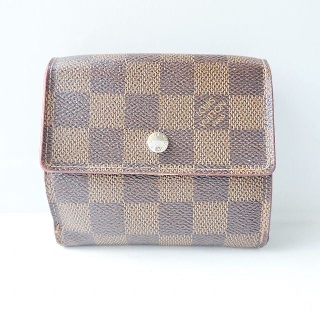 LOUIS VUITTON(ルイヴィトン) Wホック財布 ダミエ ポルトフォイユエリーズ N61654 エベヌ イニシャル刻印 ダミエキャンバス -  メルカリ