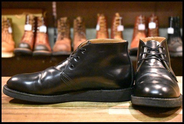 8D 10年 レッドウィング 9196 ポストマン チャッカ 黒 ブラック シャパラル 短靴 レースアップ 編み上げ ブーツ redwing HOPESMORE FI348