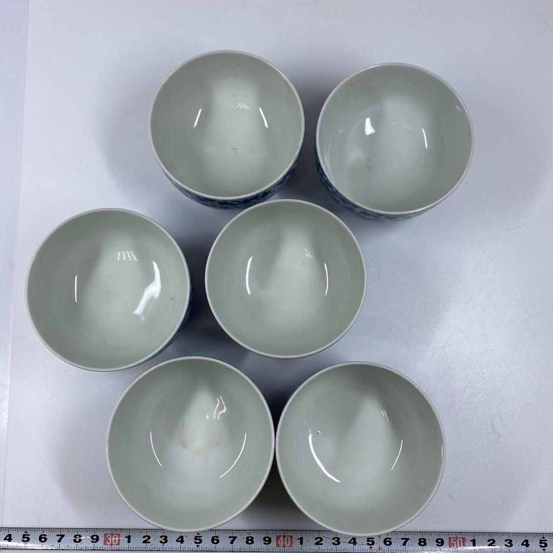 花唐草図蓋茶碗6客と蓋3点共箱東Y6-1120