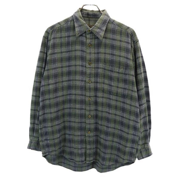 ハーディエイミス チェック 長袖 シャツ L カーキｘグレー HARDY AMIES メンズ 【R220920】 【中古】