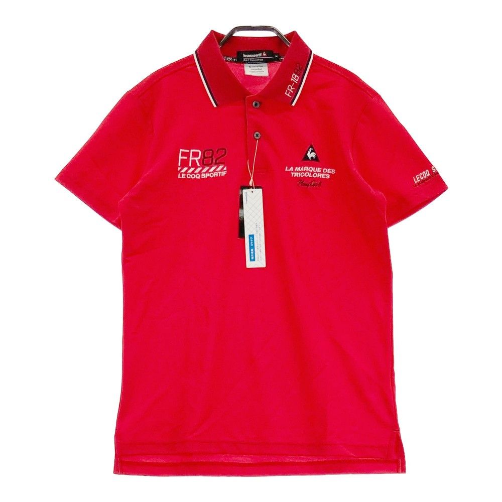 サイズ：M LE COQ GOLF ルコックゴルフ  半袖ポロシャツ  レッド系 [240101445920] ゴルフウェア メンズ ストスト サイズ：M LE COQ GOLF ルコックゴルフ 半袖ポロシャツ レッド系