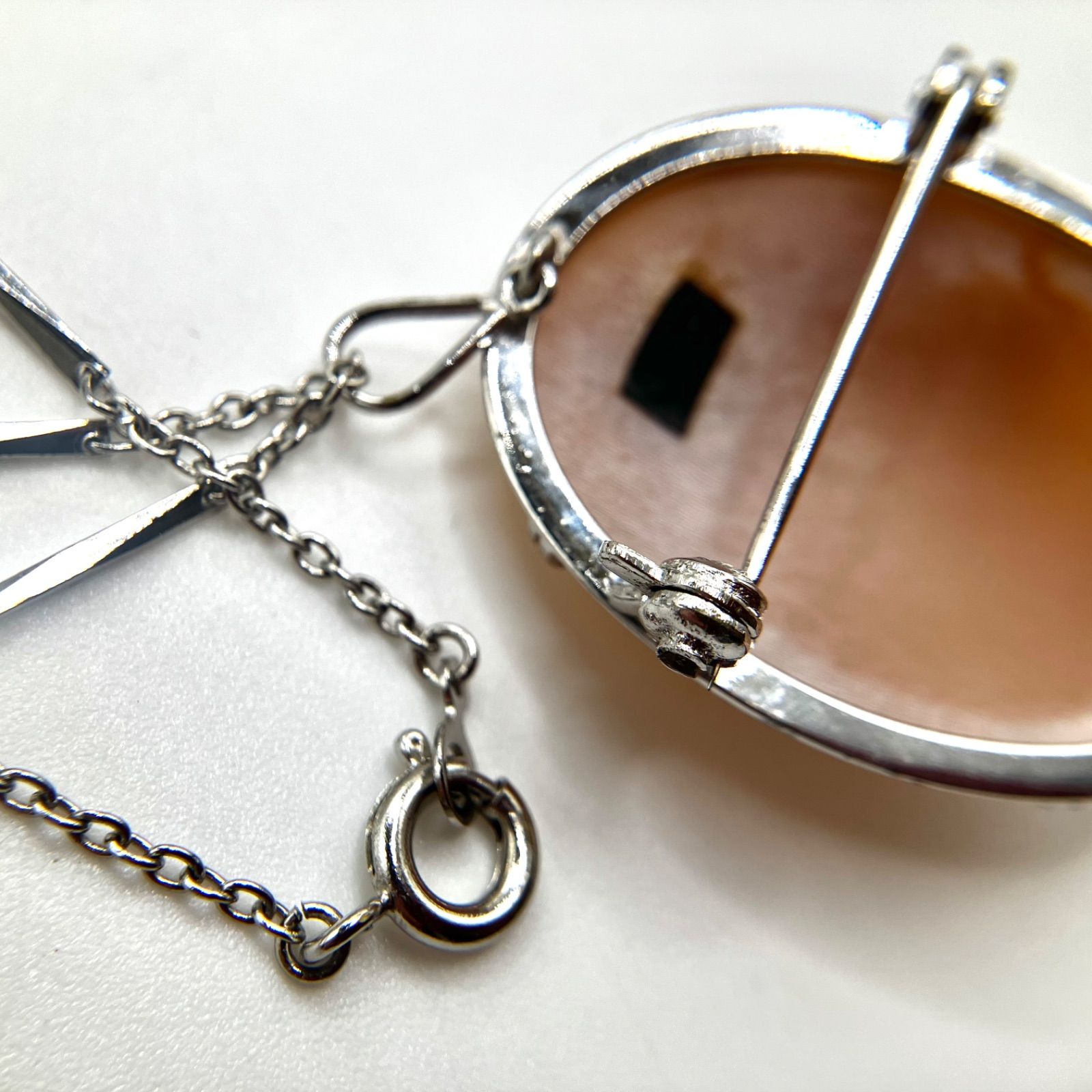 ヴィンテージ カメオ シルバー ペンダント ブローチ ネックレス