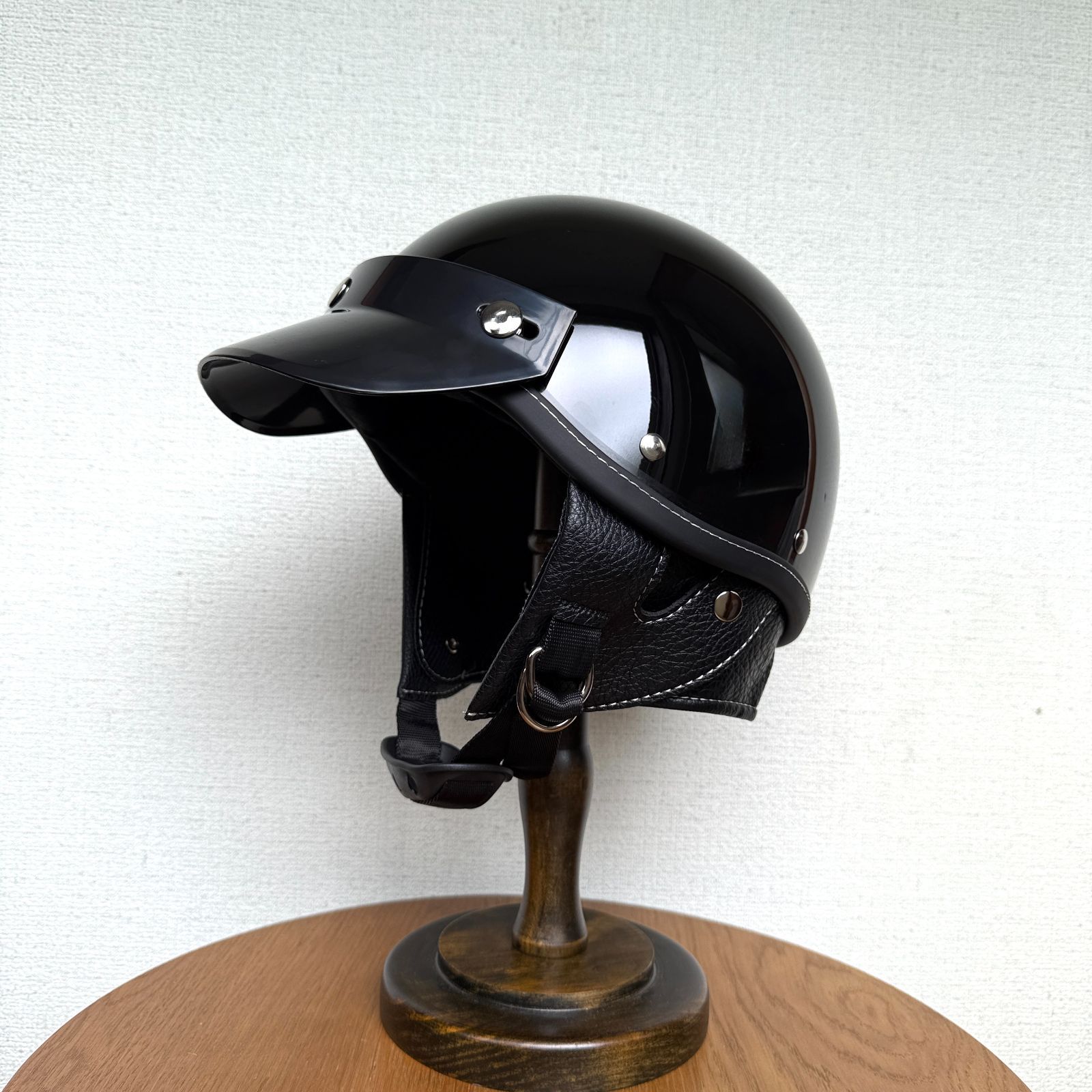 ハーフヘルメット ブラック ショーティー 半キャップ コルク半