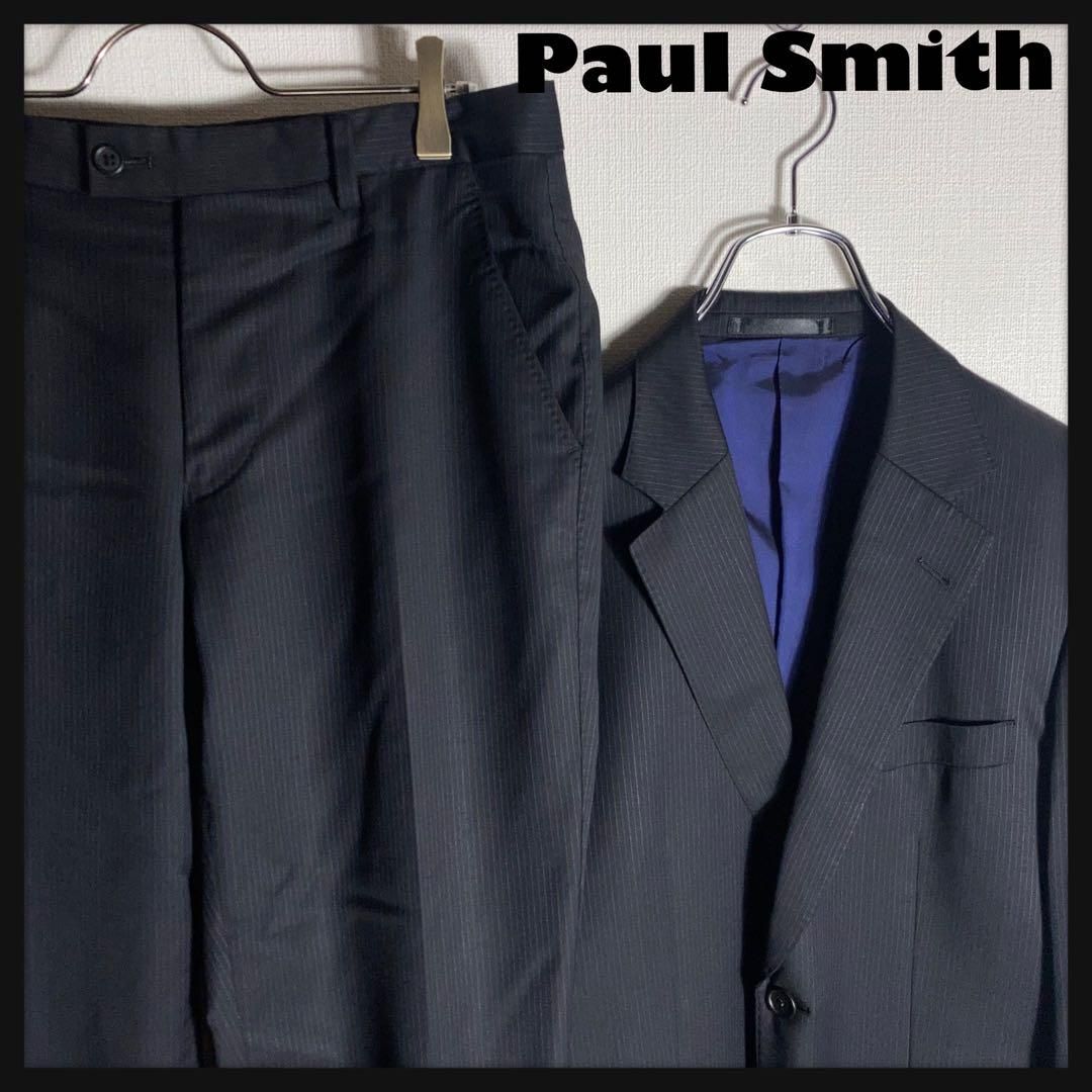 Paul Smith collectionネイビー　ウールフラノ　スーツ 美品】Paul Smith スーツ セットアップ ウール キュプラ 紺