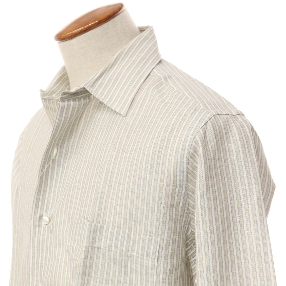 ロロピアーナ Loro Piana ストライプ ボタンダウンシャツ リネン 40