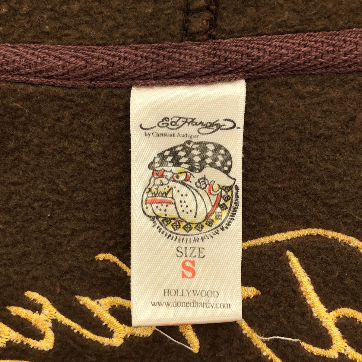 Ed Hardy エドハーディー ブリーチ加工 ジップパーカー ワッペン