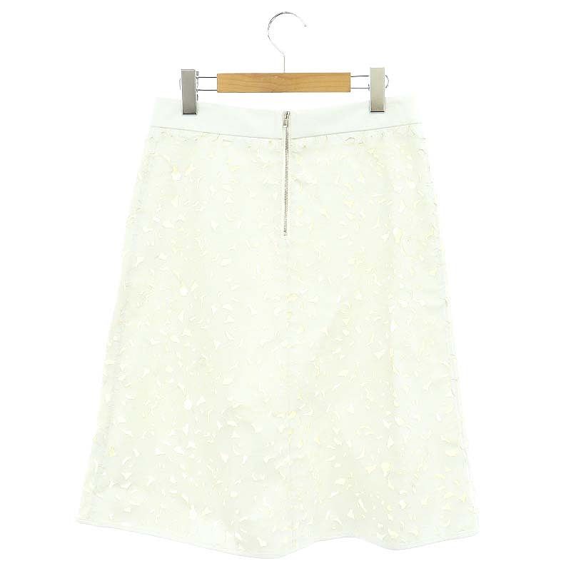 チノ CINOH SYNTHETIC LEATHER フェイクレザースカート 膝丈 台形 カットワーク 38 白 ホワイト MI OS