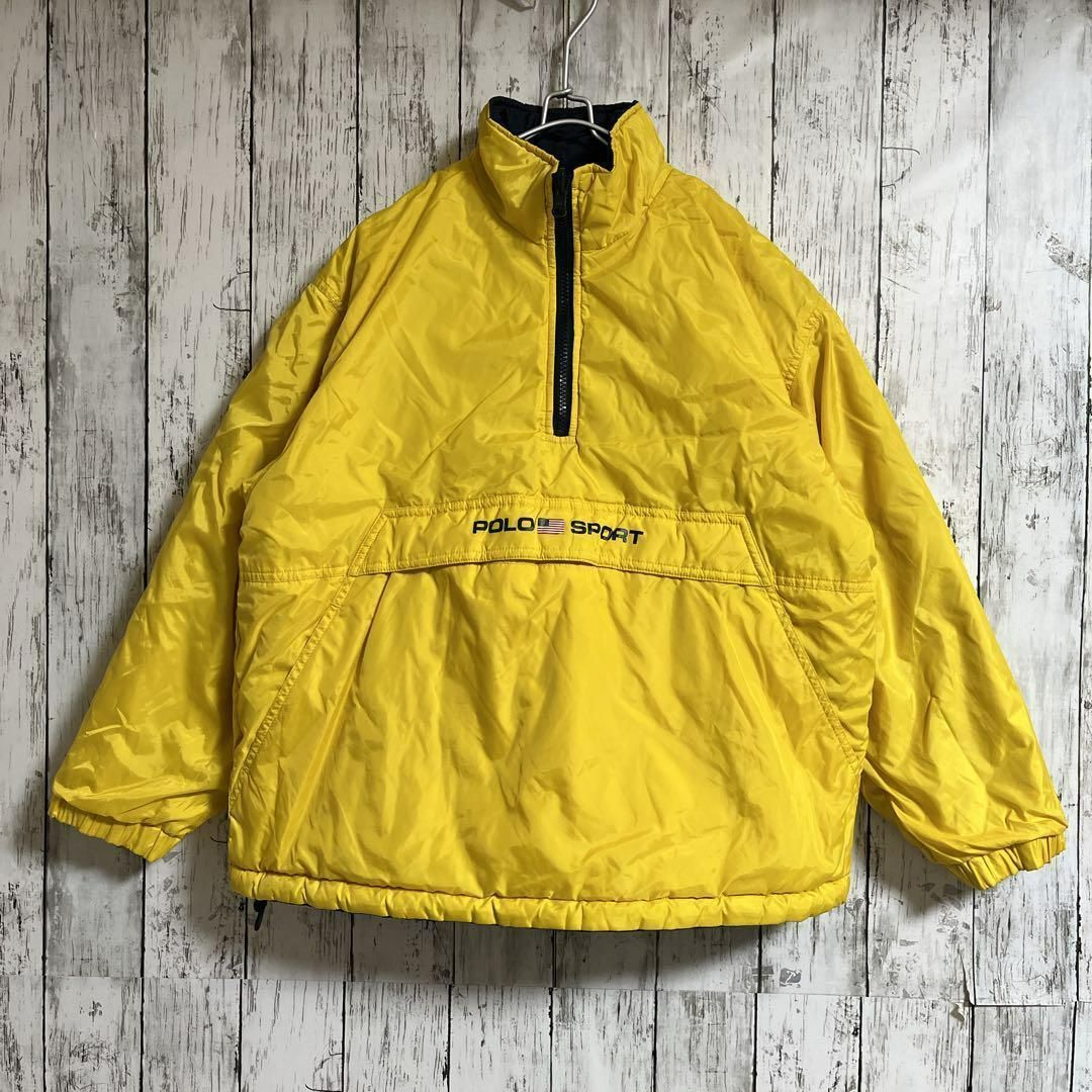 ポロスポーツ　ハーフジップ　アノラック　M POLO SPORT Ralph Lauren \"SAMPLE\" ロゴ刺繍 ハーフジップ アノラックパーカー NAVY L