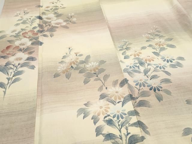 平和屋着物●訪問着　作家物　紬地　紅花染　草花文　正絹　逸品　CAAS9224th 平和屋着物○訪問着 作家物 紬地 紅花染 草花文 正絹 逸品 CAAS9224th