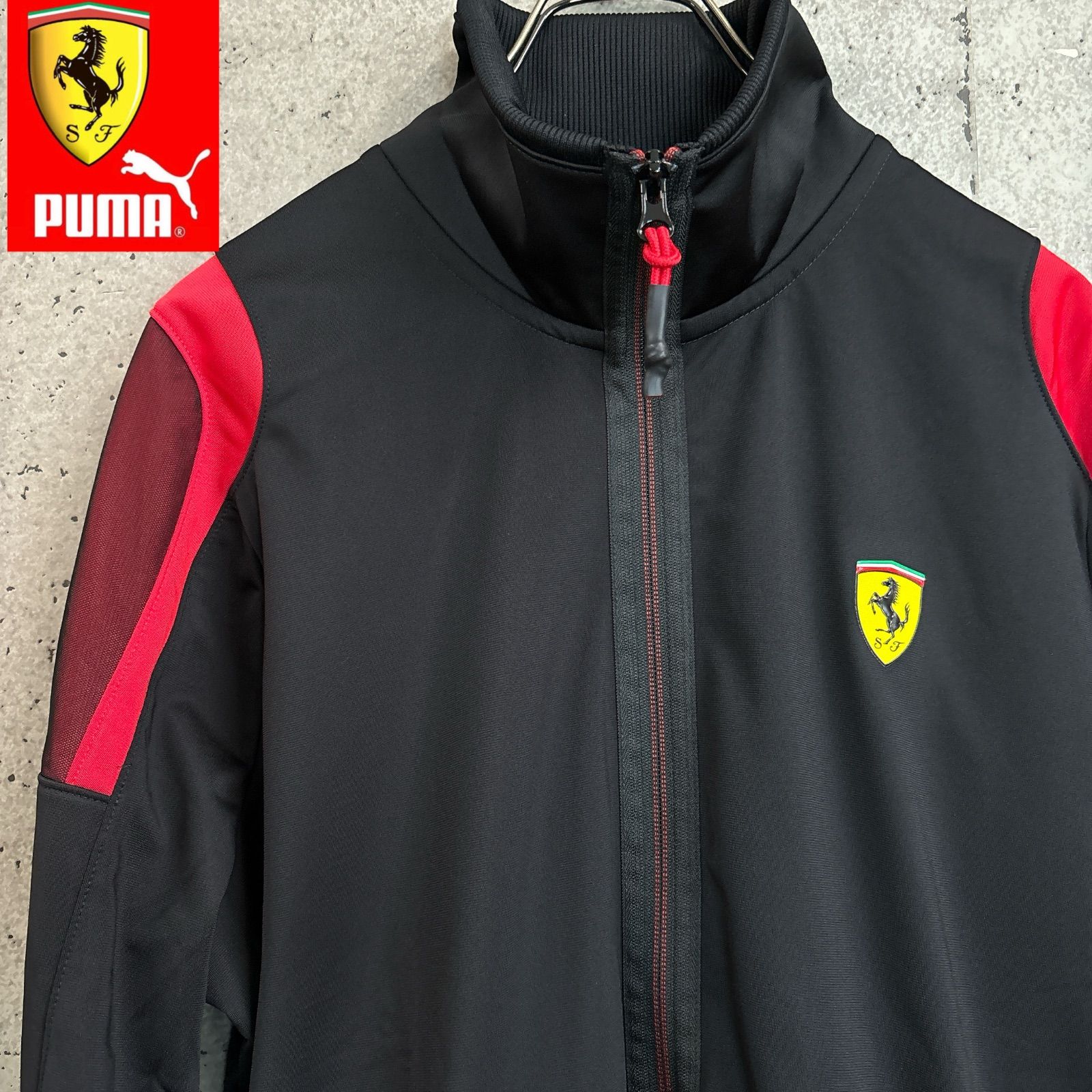 新品 PUMA × Ferrari ジャージ セットアップ S ブラック Scuderia Ferrari X Puma Men's Black Logo Print Full Zip