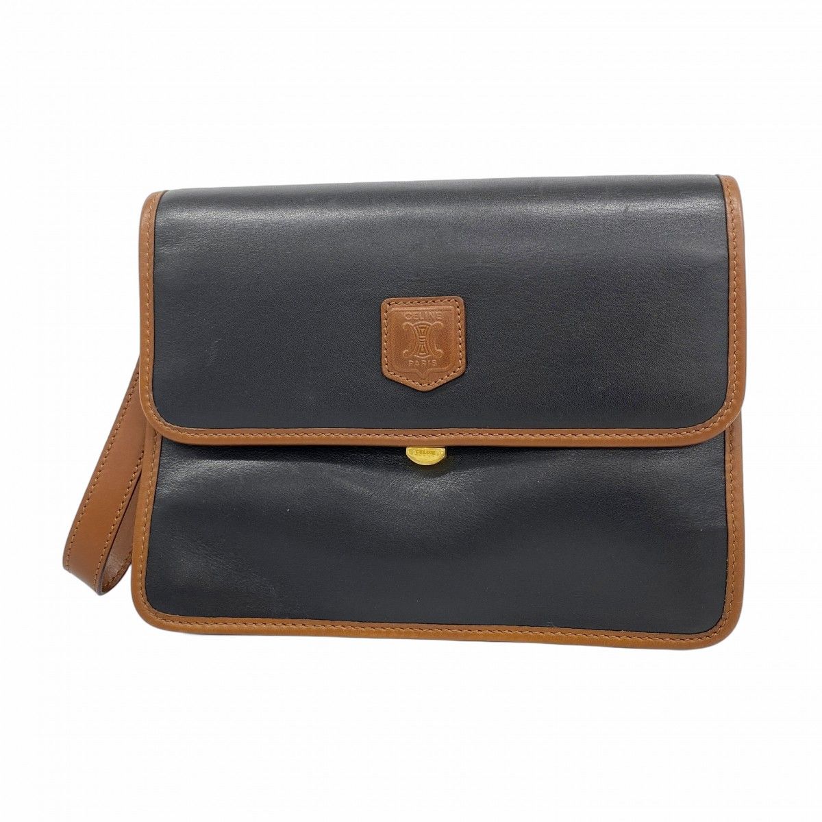 5ib2621-h セリーヌ クラッチバッグ レザー ブラウン ブラック ゴールド金具 メンズ