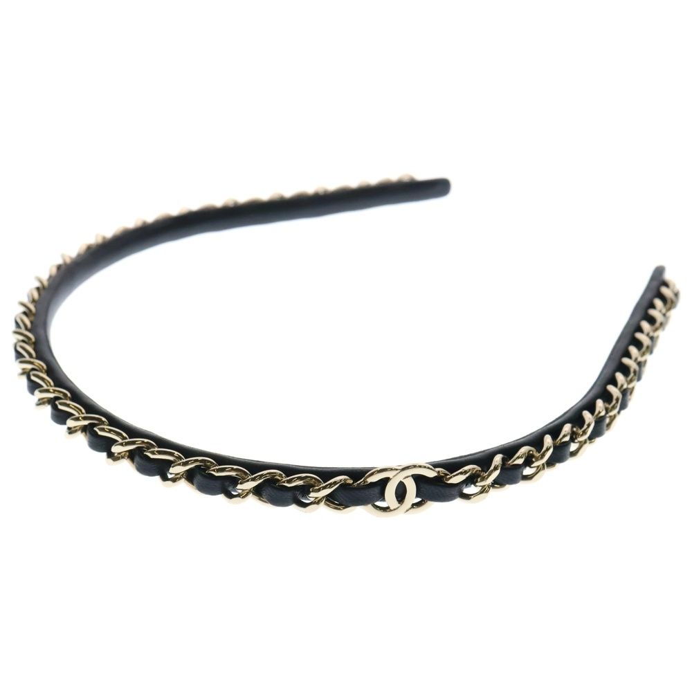 希少！ CHANEL シャネル ココマーク ヘアバンド ゴールド レディース CHANEL (シャネル) ココマーク チェーンモチーフ カチューシャ
