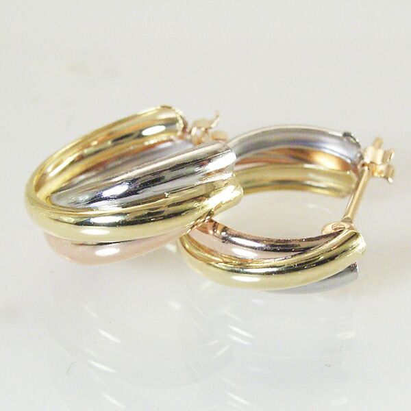 ピアス 3連 トリニティ プラチナ K18 K18PG スリー フープ 地金 18金 品番I-0354 2営業日前後の発送予定