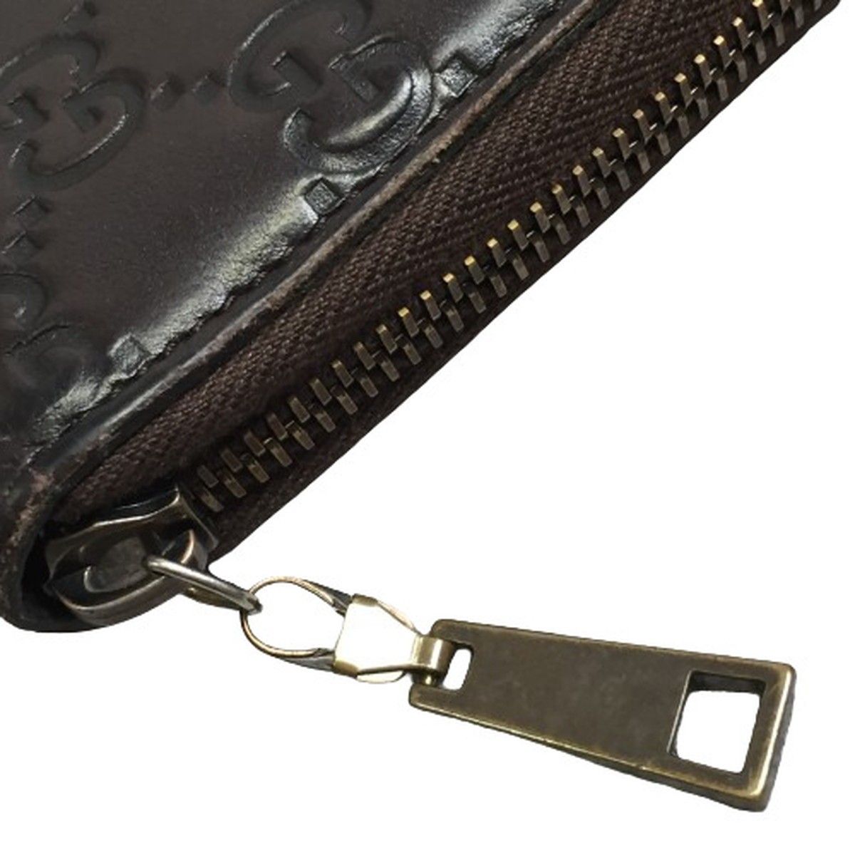 GUCCI グッチ 244994 シマレザー GG柄 ラウンドファスナー 長財布