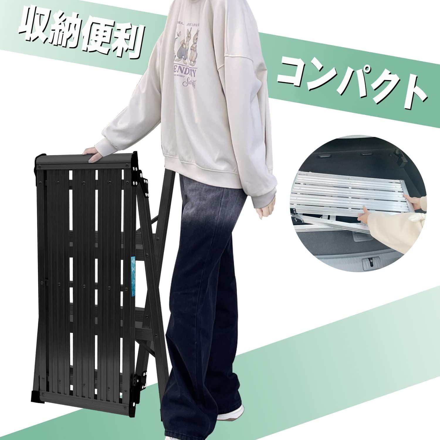 在庫処分 ハシゴ はしご 滑り止め 梯子 3段 軽量 屋内 作業台 折りたたみ 耐荷重150kg 屋外 高さ70cm ステップ台 アルミ製 アルミ 脚立台 踏み台 幅広 洗車台 脚立 ブラック 足場台 SPIEEK