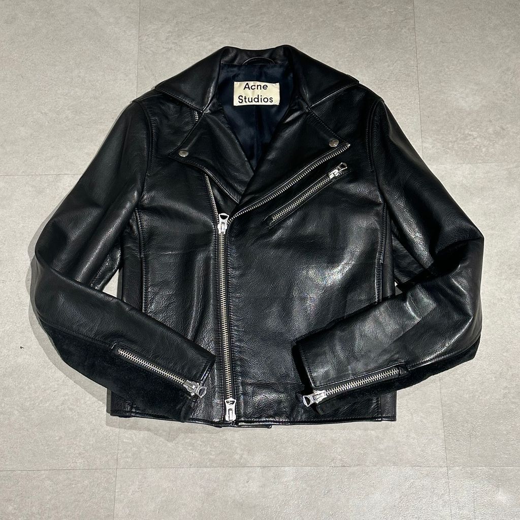 ACNE STUDIOS レザーライダース 34 黒 ブラック S アクネ Acne Studios アクネストゥディオズ ライダースジャケット