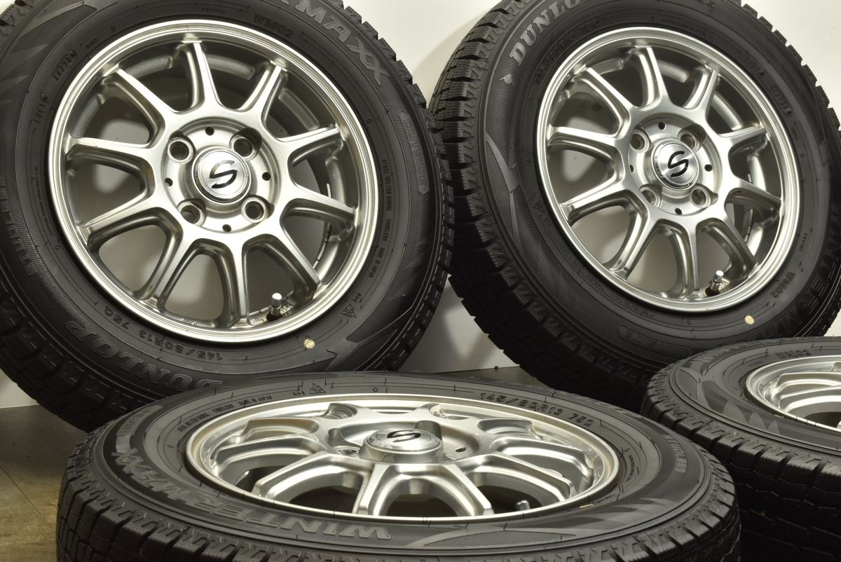 バリ溝 ストレンジャー 13in 4.00B 43 PCD100 ダンロップ ウィンターマックス WM02 145 80R13 N-BOX アルト ワゴンR スペーシア デイズ