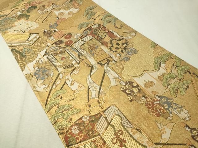 平和屋着物▽佐賀錦 全通全景袋帯 洛中洛外図 金糸 引箔 正絹 平和屋着物▽佐賀錦 全通全景袋帯 洛中洛外図 金糸 引箔 正絹