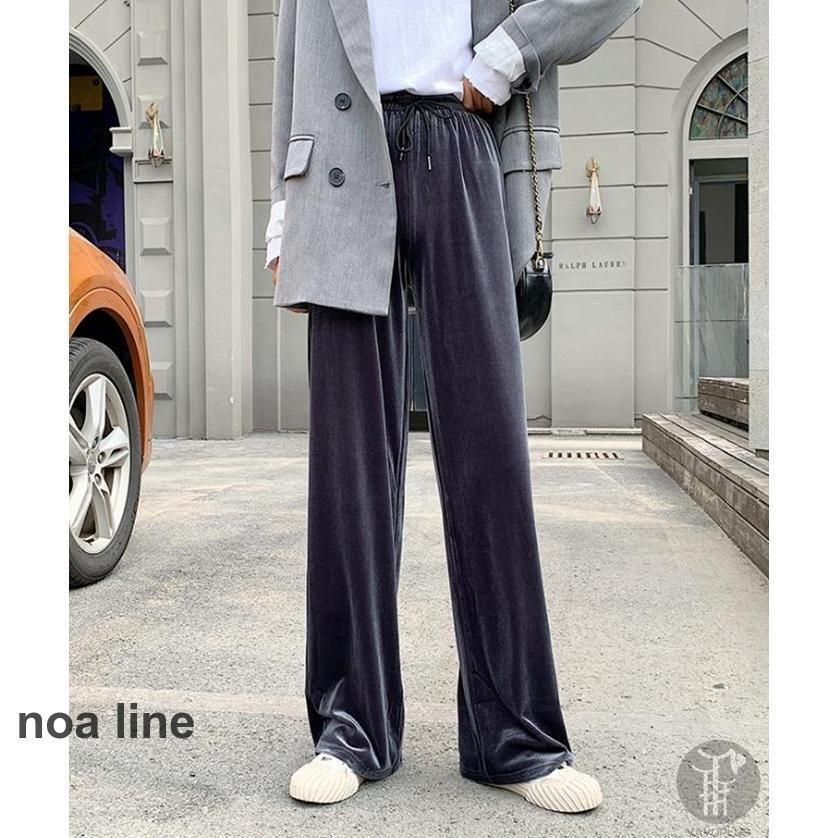 ワイドパンツ ガウチョパンツ ベロア レディース 光沢感 秋冬 楽パン ロングパンツ ボゆったり ウエストゴム 代引不可
