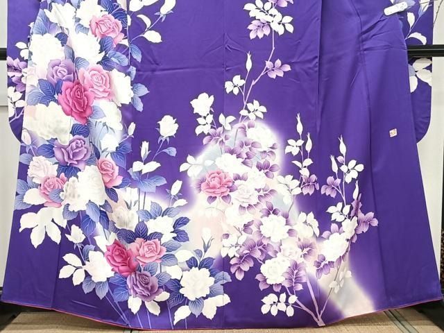 平和屋着物□写真家・秋山庄太郎 振袖 草花文 正絹 逸品