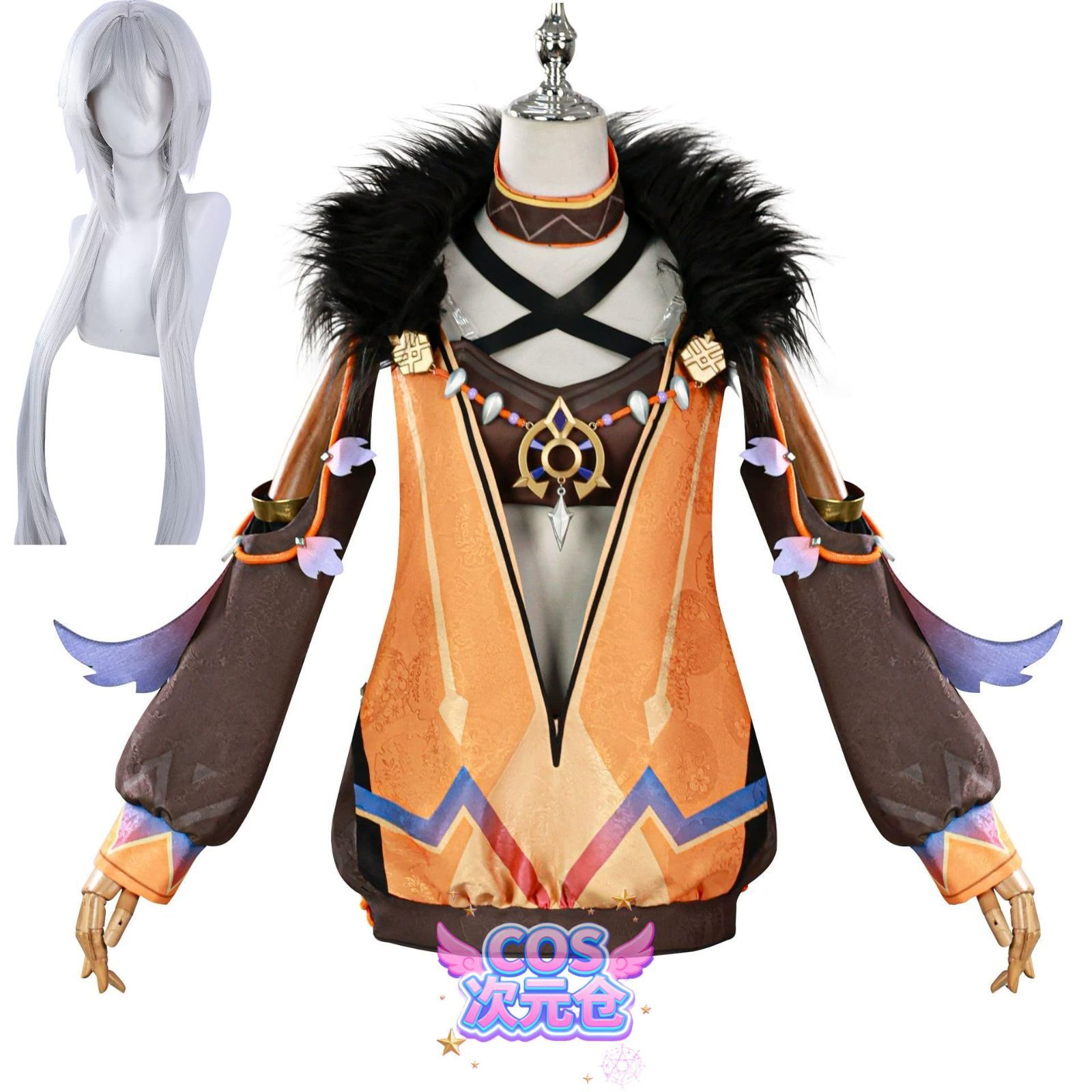 イアンサ ウィッグ Awdmosou 原神 ナタ コスプレ 衣装 ウィッグ付き 新キャラ 大人用 仮装 文化祭 Genshin Impact コスプレ 変装 プレゼント 祭り仮装 コス
